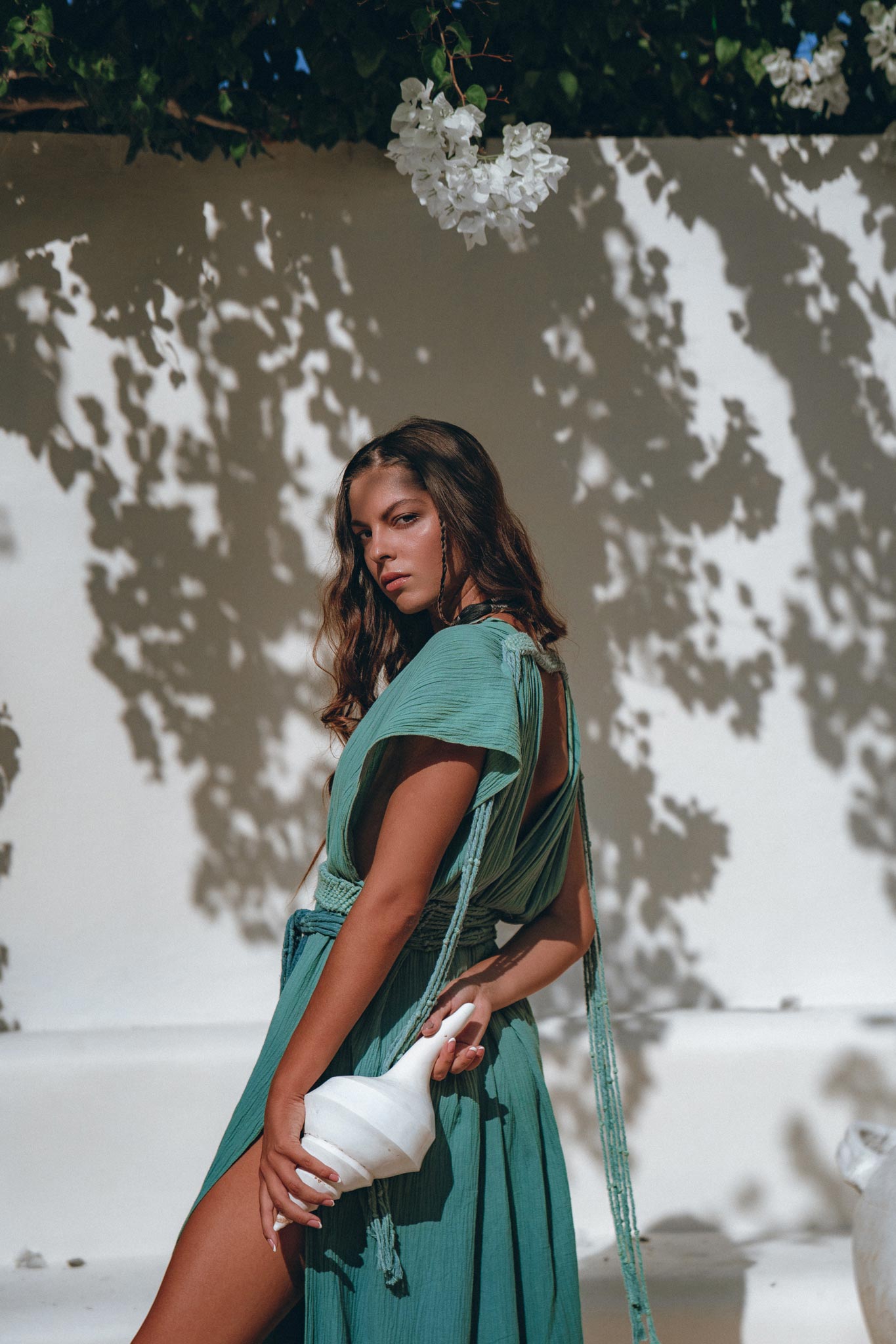 Organic Dress, Boho Wedding Dress, Botanically Dyed Turquoise Dress - AYA Sacred Wear