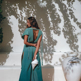 Organic Dress, Boho Wedding Dress, Botanically Dyed Turquoise Dress - AYA Sacred Wear