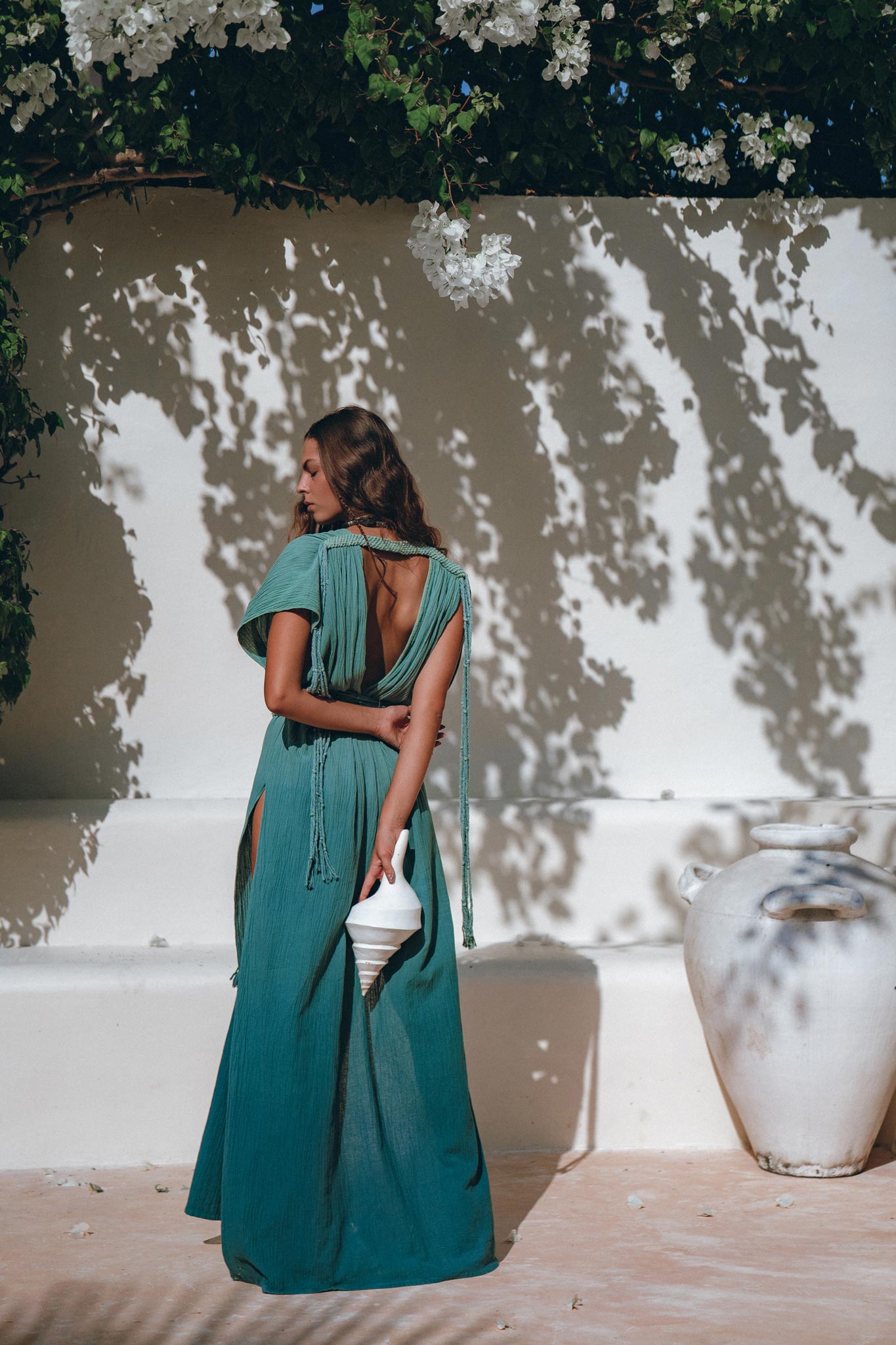 Organic Dress, Boho Wedding Dress, Botanically Dyed Turquoise Dress - AYA Sacred Wear