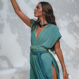 Organic Dress, Boho Wedding Dress, Botanically Dyed Turquoise Dress - AYA Sacred Wear