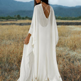 Mahadevi Dress Cream – Pure Silk Chiffon Goddess Gown - AYA Sacred Wear
