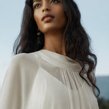 Mahadevi Dress Cream – Pure Silk Chiffon Goddess Gown - AYA Sacred Wear