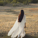 Mahadevi Dress Cream – Pure Silk Chiffon Goddess Gown - AYA Sacred Wear