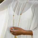 Mahadevi Dress Cream – Pure Silk Chiffon Goddess Gown - AYA Sacred Wear