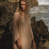 Mahadevi Dress Inka Gold – Pure Silk Chiffon Goddess Gown - AYA Sacred Wear