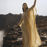Mahadevi Dress Inka Gold – Pure Silk Chiffon Goddess Gown - AYA Sacred Wear