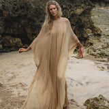 Mahadevi Dress Inka Gold – Pure Silk Chiffon Goddess Gown - AYA Sacred Wear