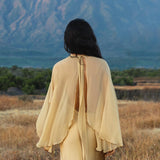 Maharani Blouse in Inka Gold Colour – Pure Silk Chiffon Boho Top - AYA Sacred Wear
