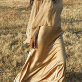 Maharani Blouse in Inka Gold Colour – Pure Silk Chiffon Boho Top - AYA Sacred Wear
