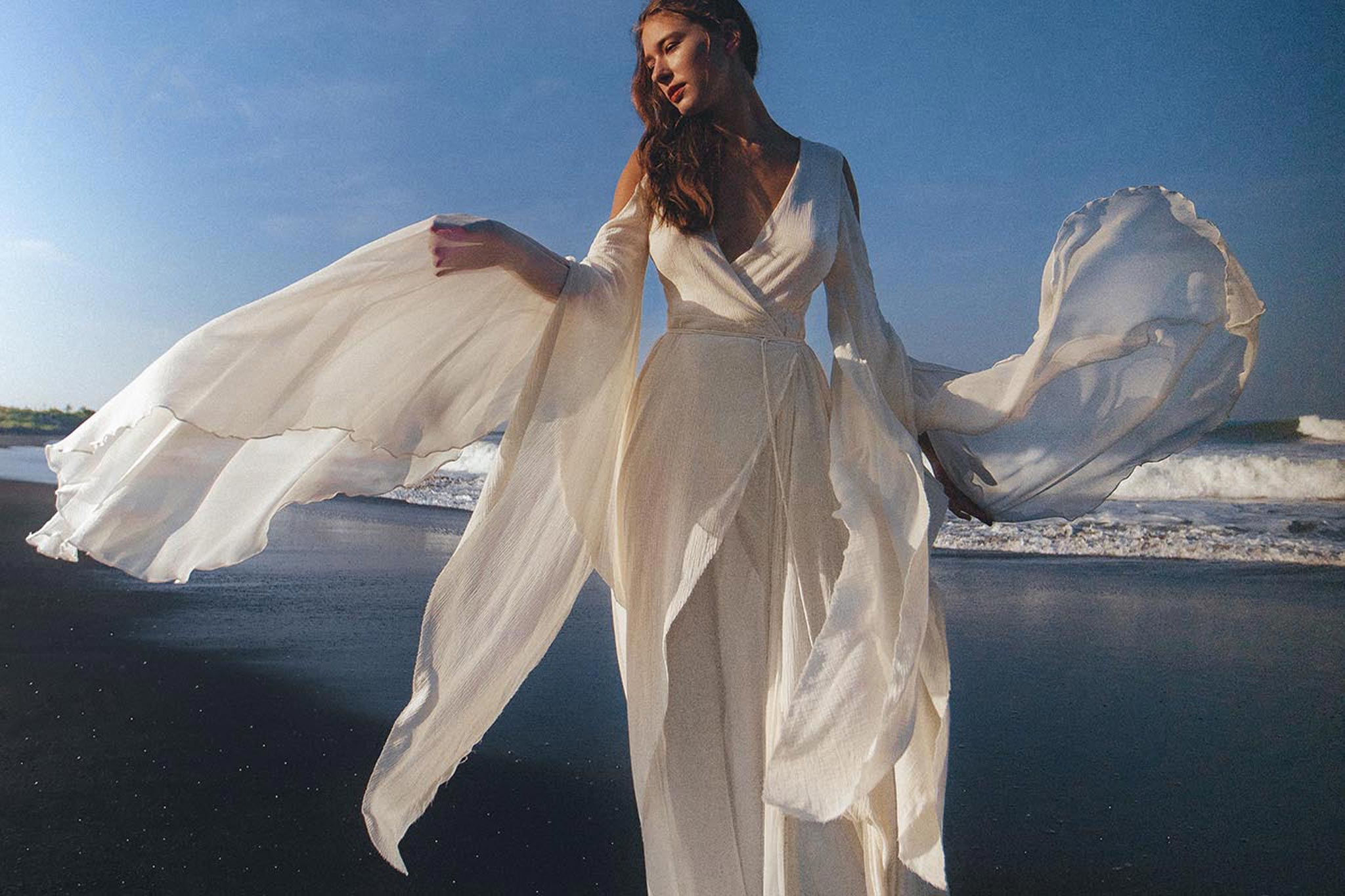 Makosh Goddess Dress • Off - White Organic Wedding Dress • Multiway Boho Wrap Dress - AYA Sacred Wear