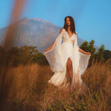 Makosh Goddess Dress • Off - White Organic Wedding Dress • Multiway Boho Wrap Dress - AYA Sacred Wear