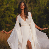 Makosh Goddess Dress • Off - White Organic Wedding Dress • Multiway Boho Wrap Dress - AYA Sacred Wear