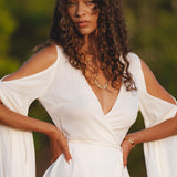 Makosh Goddess Dress • Off - White Organic Wedding Dress • Multiway Boho Wrap Dress - AYA Sacred Wear