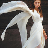 Makosh Goddess Dress • Off - White Organic Wedding Dress • Multiway Boho Wrap Dress - AYA Sacred Wear