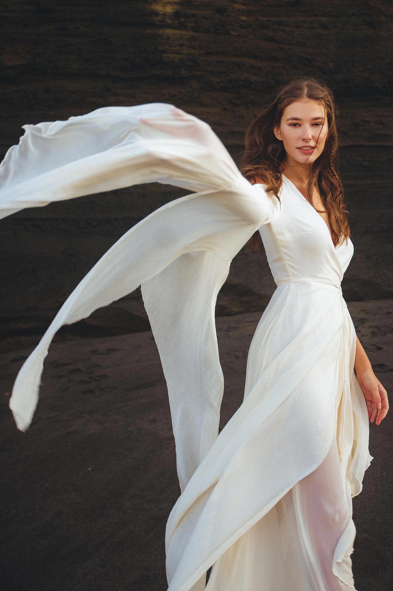 Makosh Goddess Dress • Off - White Organic Wedding Dress • Multiway Boho Wrap Dress - AYA Sacred Wear