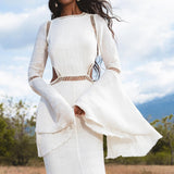 Mandara Dress in Ivory Colour – Organic Boho Wedding Dress - AYA Sacred Wear