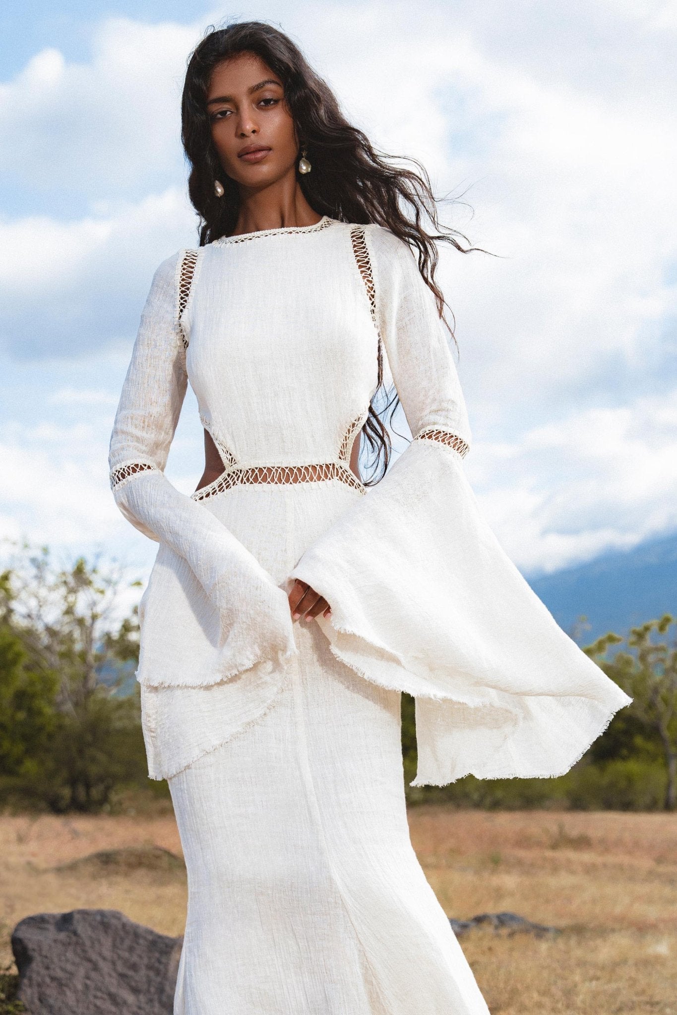 Mandara Dress in Ivory Colour – Organic Boho Wedding Dress - AYA Sacred Wear