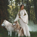 Mandara Dress in Ivory Colour – Organic Boho Wedding Dress - AYA Sacred Wear