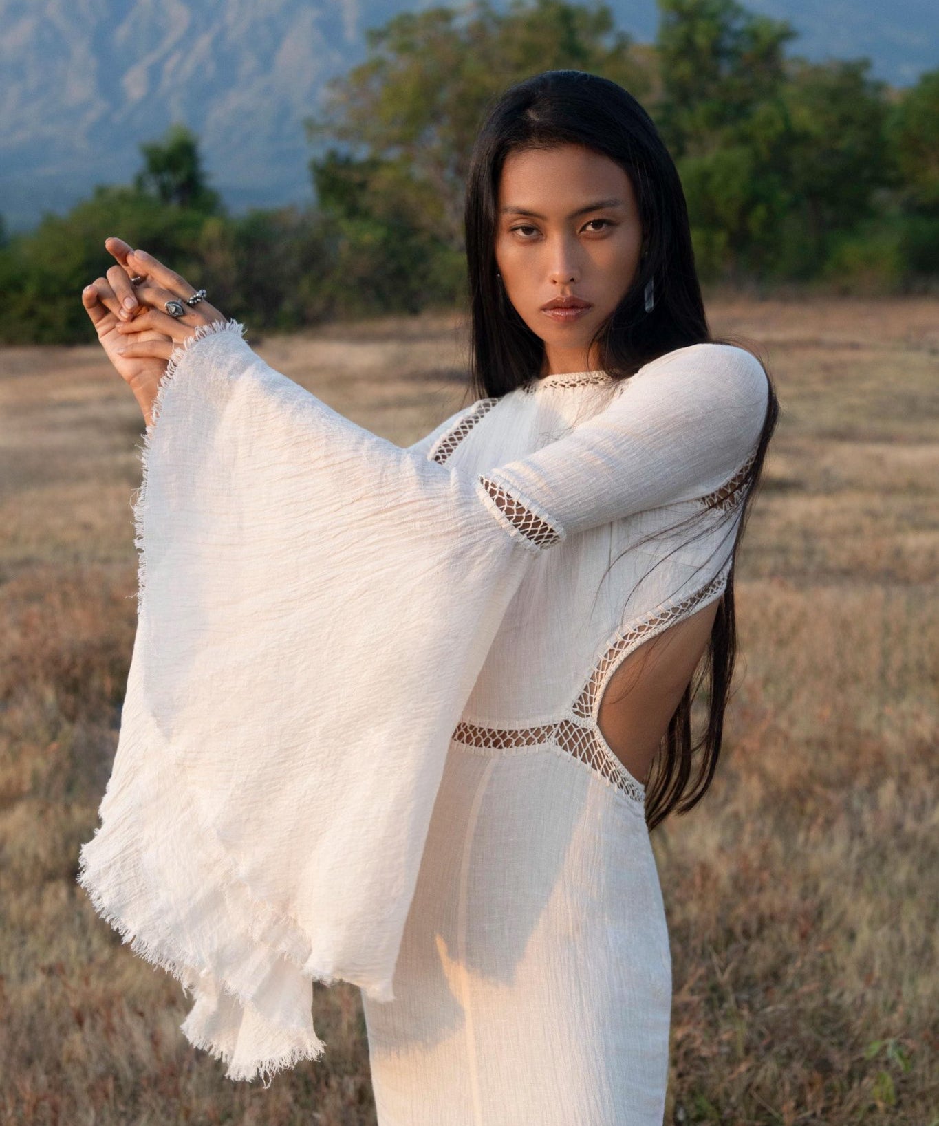 Mandara Dress in Ivory Colour – Organic Boho Wedding Dress - AYA Sacred Wear
