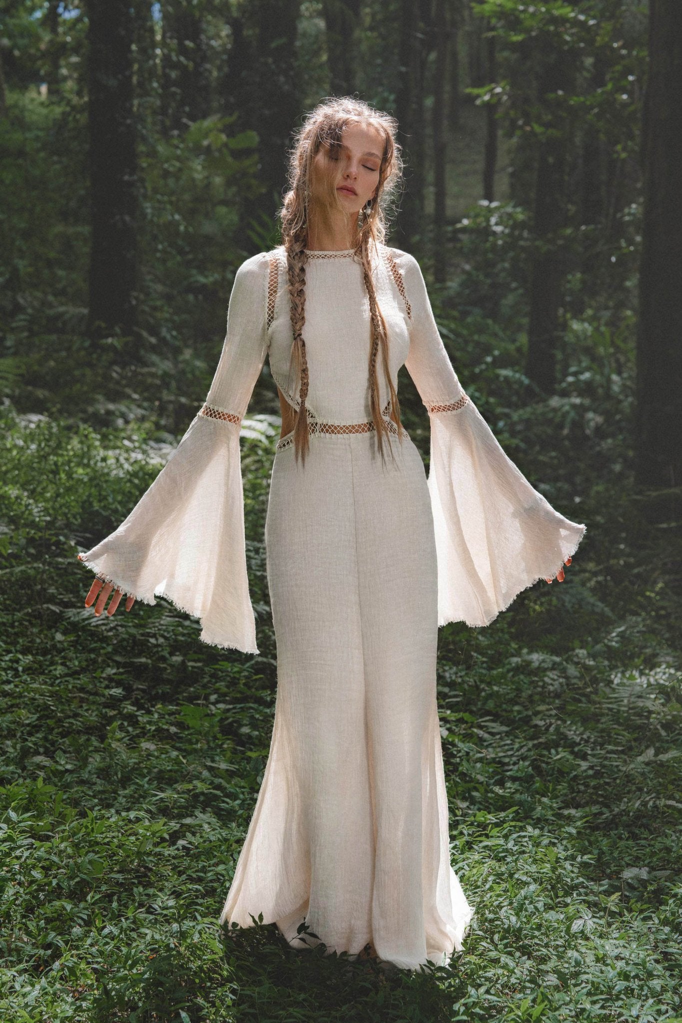 Mandara Dress in Ivory Colour – Organic Boho Wedding Dress - AYA Sacred Wear