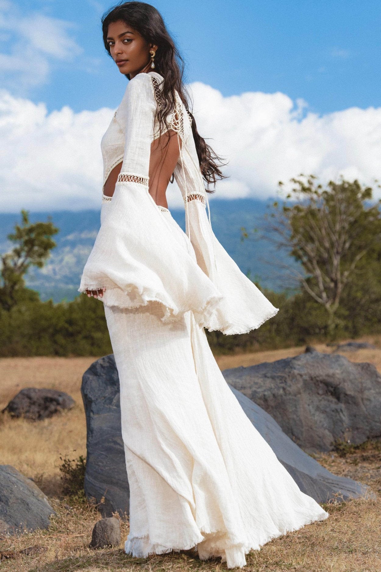 Mandara Dress in Ivory Colour – Organic Boho Wedding Dress - AYA Sacred Wear