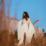 Look perfect on your special day in an off-white organic wedding dress from Aya Sacred Wear.