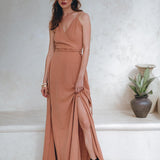 Dusty Pink Boho Bridesmaid Dress, Open Back Elegant Dress - AYA Sacred Wear