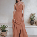 Dusty Pink Boho Bridesmaid Dress, Open Back Elegant Dress - AYA Sacred Wear