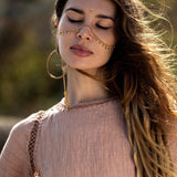 New Mandara Linen Maxi Dress Desert Rose Clay , Long Sleeve Backless · Flowing Bohemian Silhouette - AYA Sacred Wear