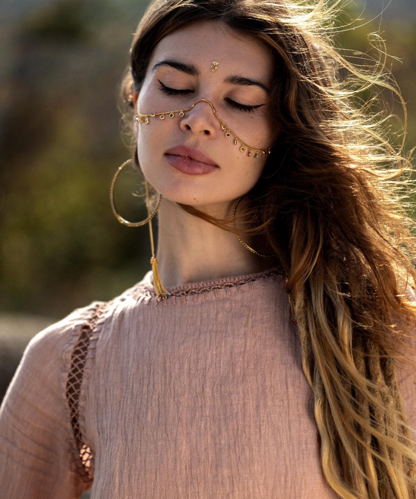 New Mandara Linen Maxi Dress Desert Rose Clay , Long Sleeve Backless · Flowing Bohemian Silhouette - AYA Sacred Wear