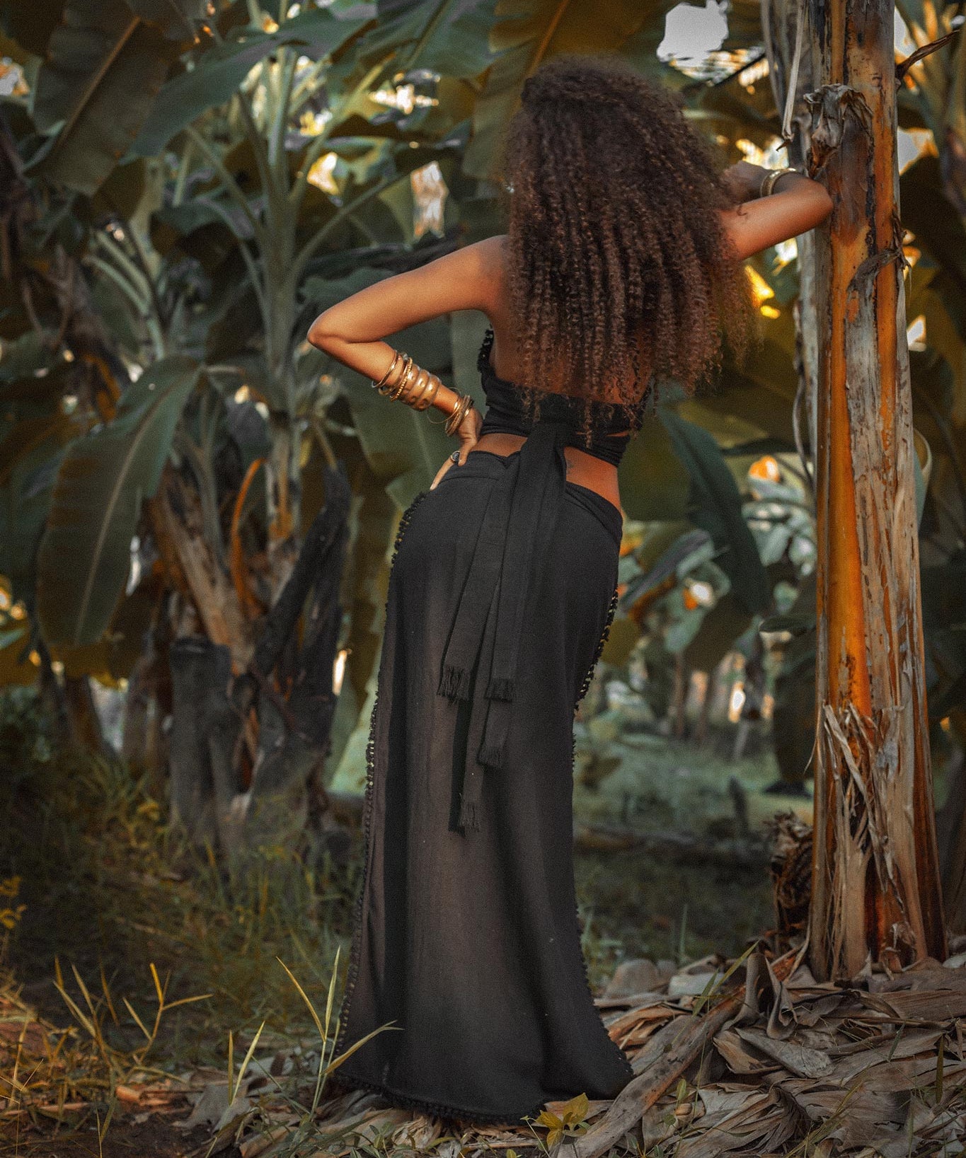 Black Boho Crop Top Bohemian Top with Handmade Knots by AYA Sacred Wear