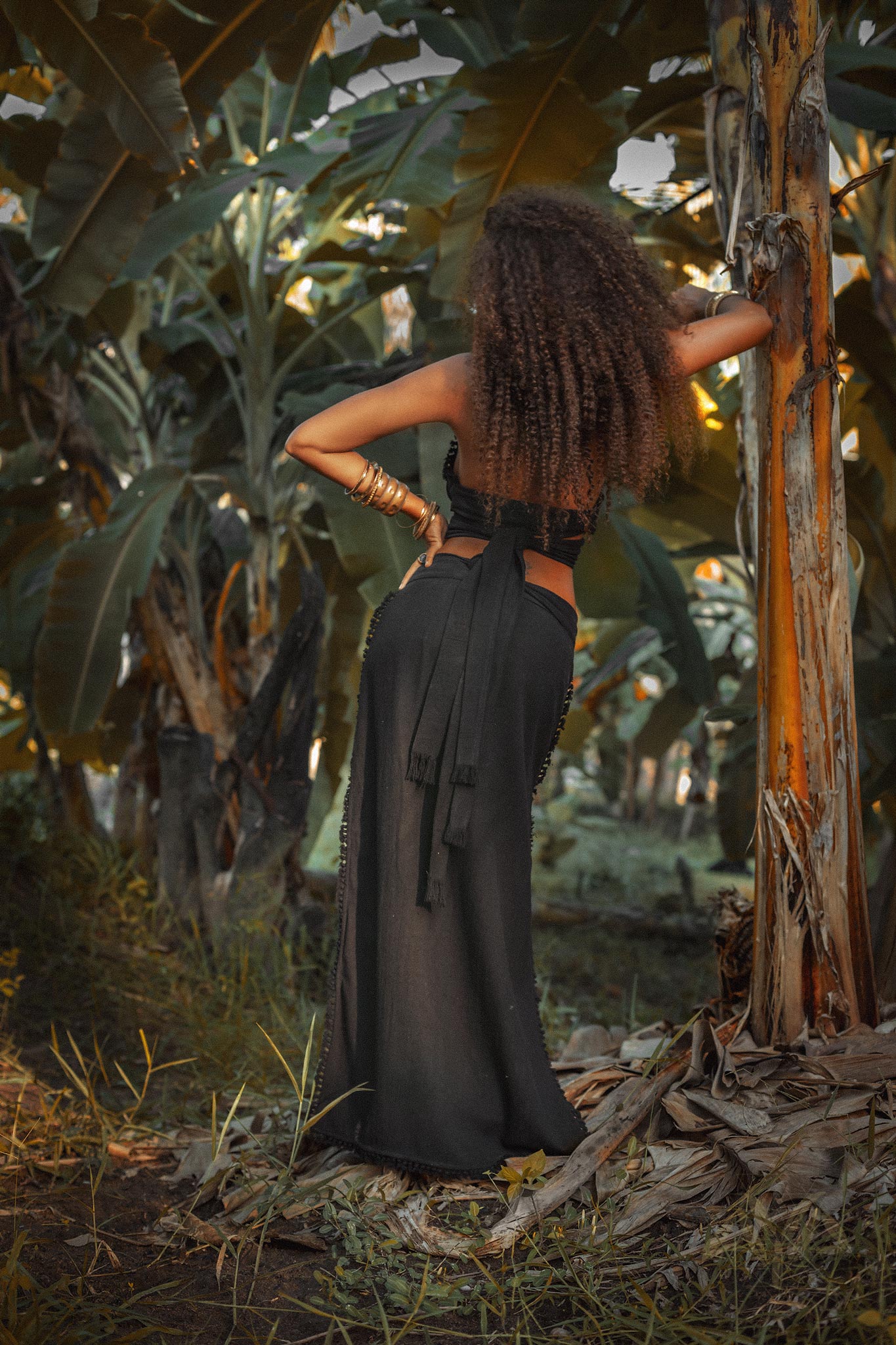 Black Boho Crop Top Bohemian Top with Handmade Knots by AYA Sacred Wear