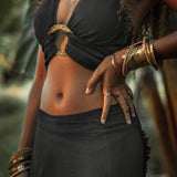 Black Boho Crop Top Bohemian Top with Handmade Knots by AYA Sacred Wear