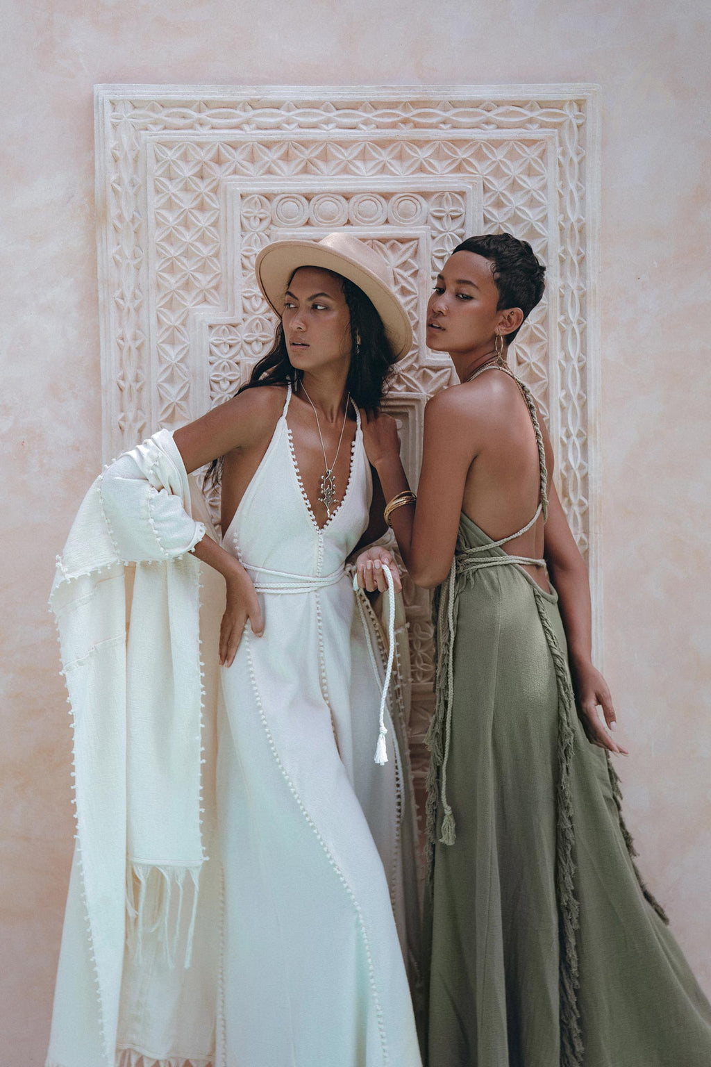 Boho Maxi Dress for Women, Organic Cotton Sage Colour Goddess Dress - AYA Sacred Wear