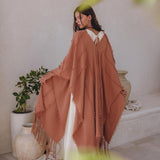 Dusty Pink Poncho Robe, Bridal Cover Up Women, Bohemian Kimono Overcoat - AYA Sacred Wear