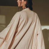Linen Cardigan Women, Light Pink Overcoat, Linen Wrap Cardigan with Belt - AYA Sacred Wear
