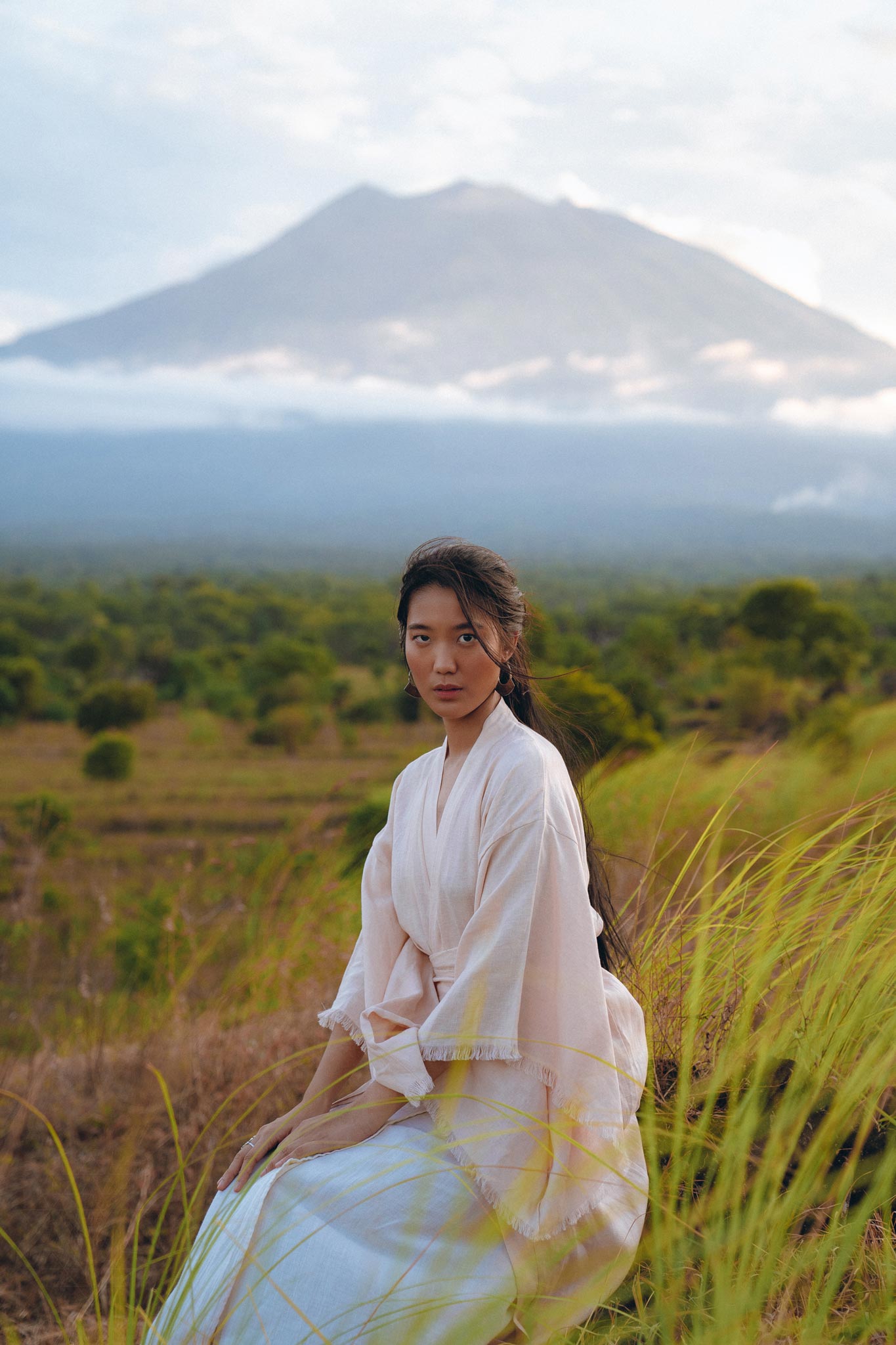 Linen Cardigan Women, Light Pink Overcoat, Linen Wrap Cardigan with Belt - AYA Sacred Wear