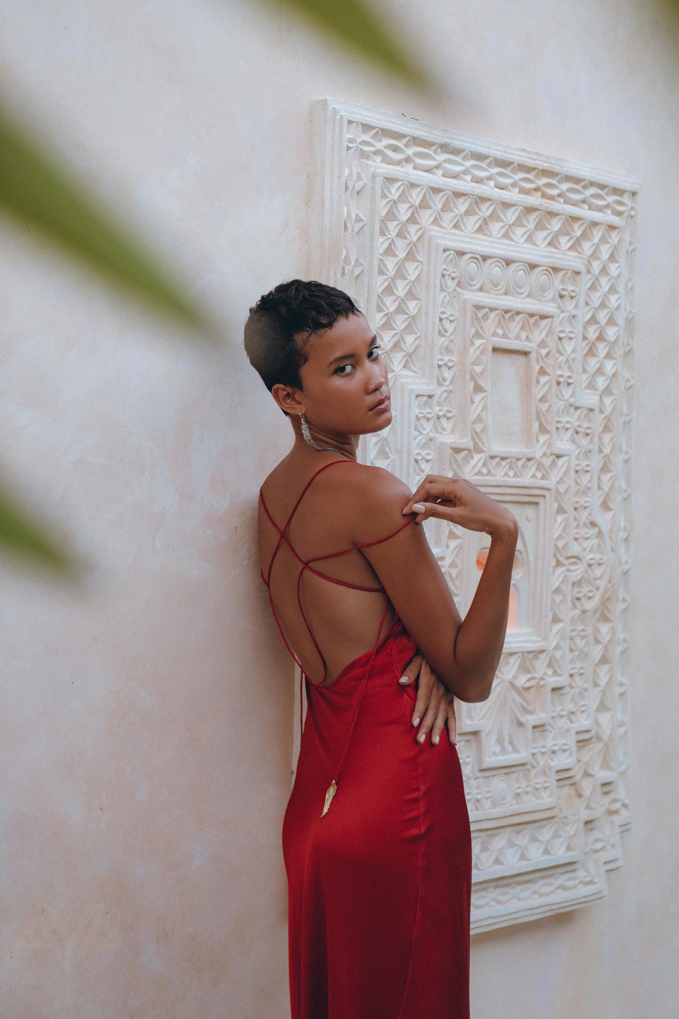 Wine Red Silk Slip Dress, Open Back Silk Dress, Evening Bohemian Dress - AYA Sacred Wear