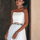 Off-White Boho Top Corset and Skirt, Summer Crop Top Corset and Skirt -AYA Sacred Wear