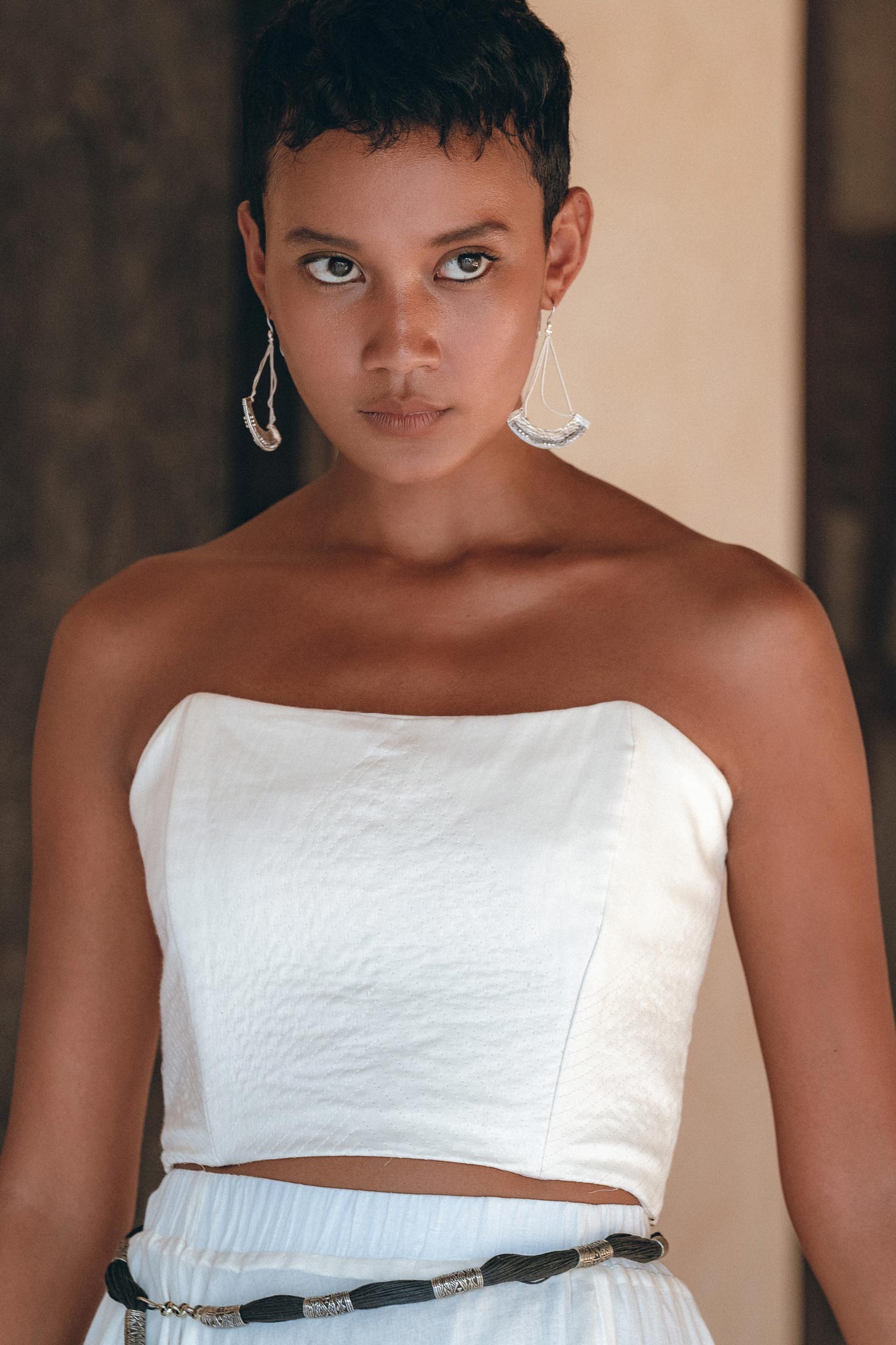 Off-White Boho Top Corset and Skirt, Summer Crop Top Corset and Skirt -AYA Sacred Wear