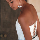 Off-White Boho Top Corset and Skirt, Summer Crop Top Corset and Skirt -AYA Sacred Wear