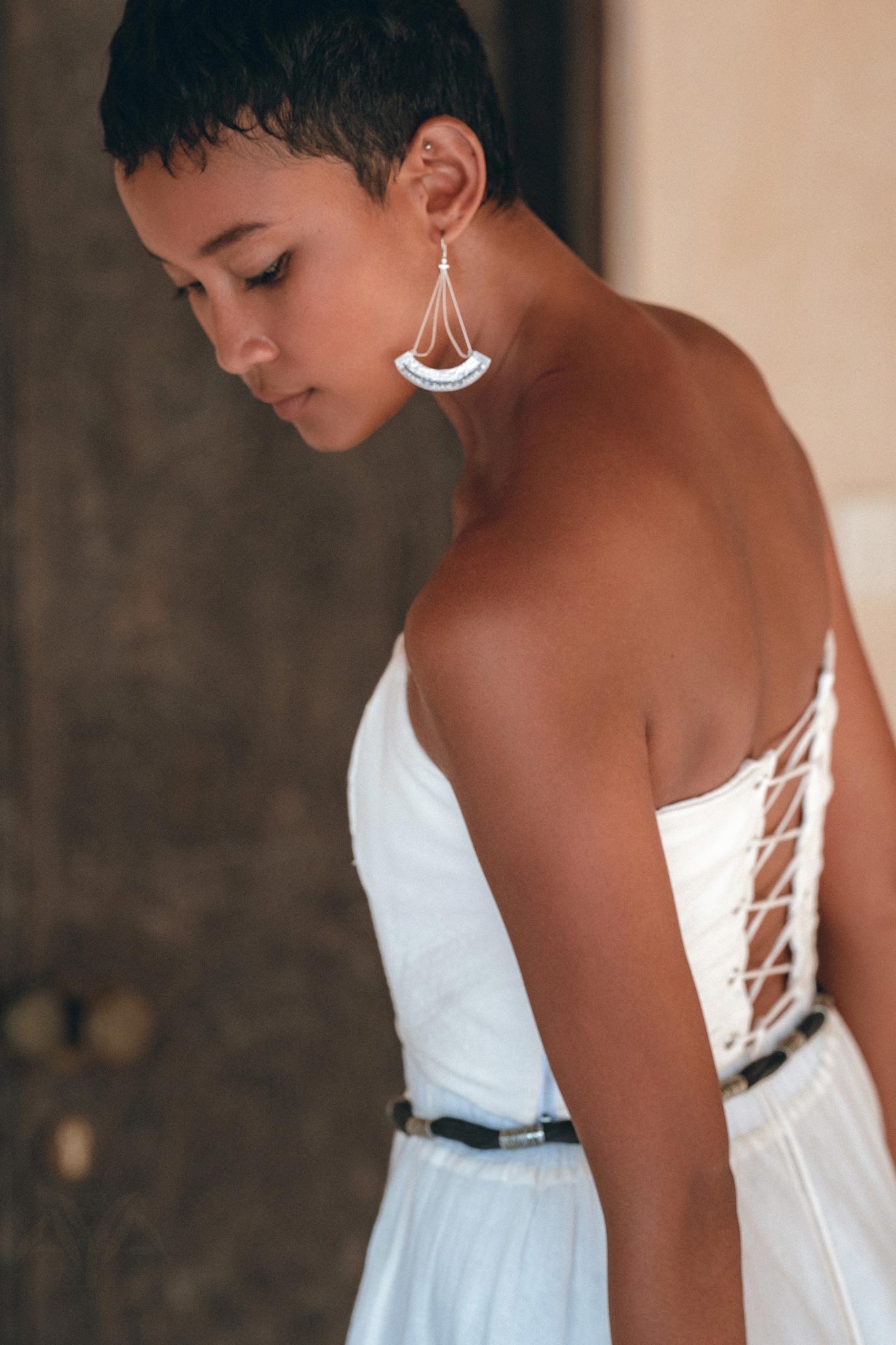 Off-White Boho Top Corset and Skirt, Summer Crop Top Corset and Skirt -AYA Sacred Wear