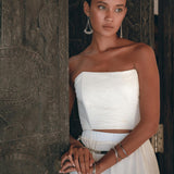 Off-White Boho Top Corset and Skirt, Summer Crop Top Corset and Skirt -AYA Sacred Wear