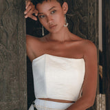 Off-White Boho Top Corset and Skirt, Summer Crop Top Corset and Skirt -AYA Sacred Wear