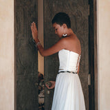 Off-White Boho Top Corset and Skirt, Summer Crop Top Corset and Skirt -AYA Sacred Wear