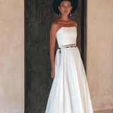 Off-White Boho Top Corset and Skirt, Summer Crop Top Corset and Skirt -AYA Sacred Wear