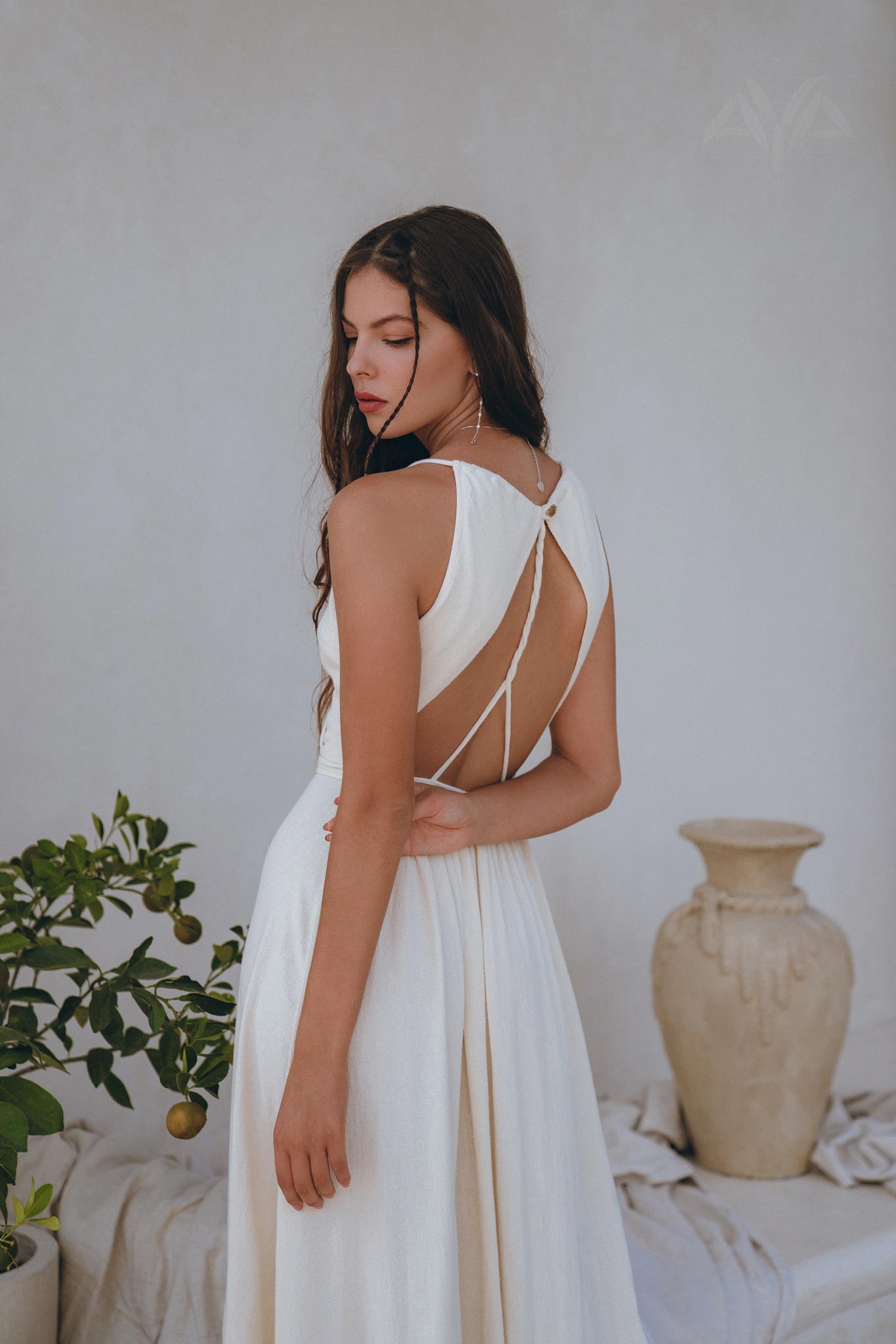 Off-White Simple Boho Wedding Dress - AYA Sacred Wear