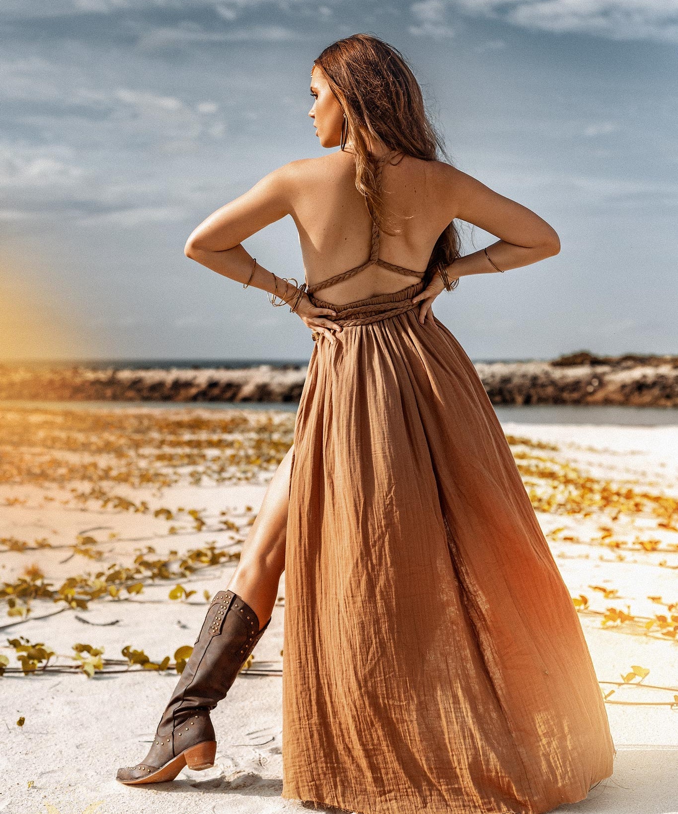 Ochre Greek Goddess Dress - AYA Sacred Wear