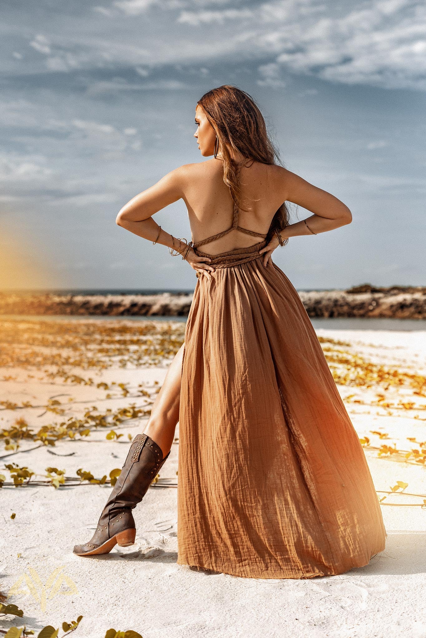 Ochre Greek Goddess Dress - AYA Sacred Wear