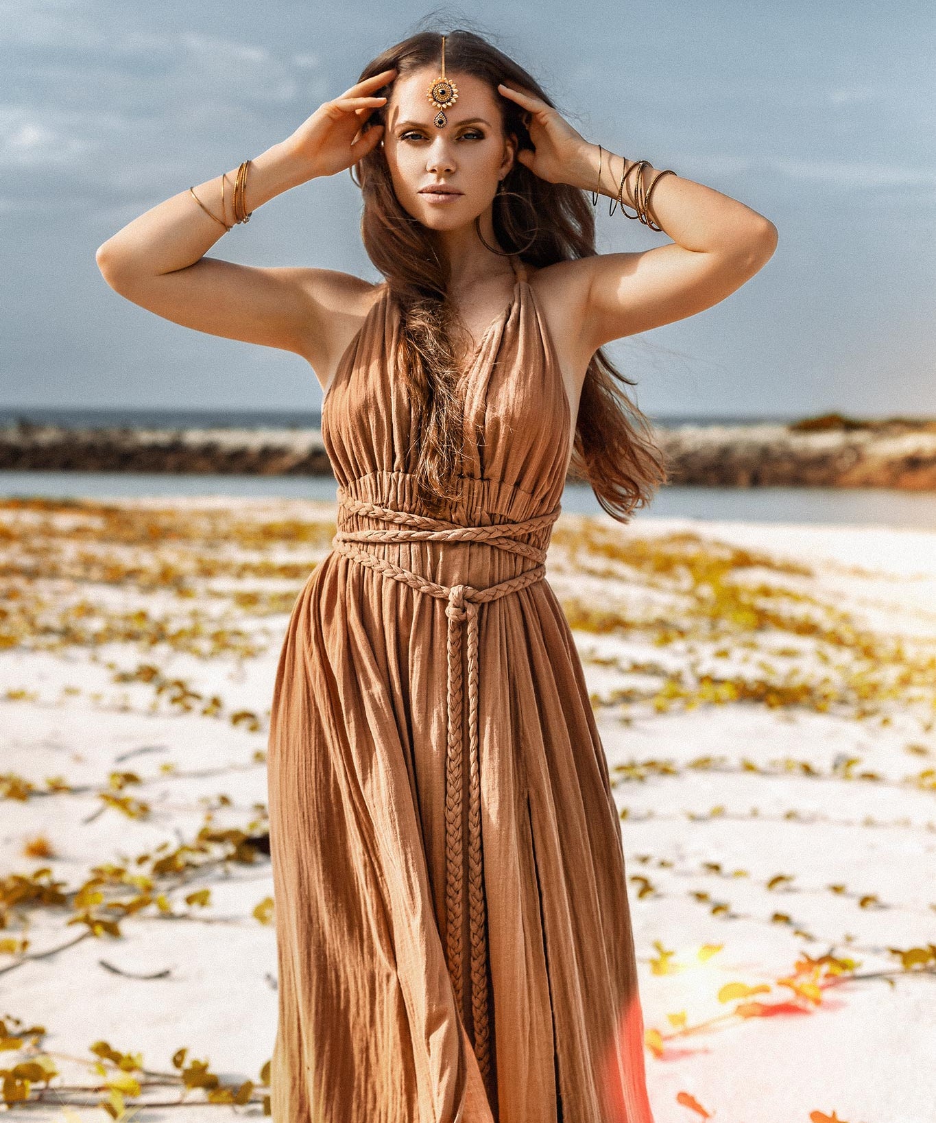 Ochre Greek Goddess Dress - AYA Sacred Wear